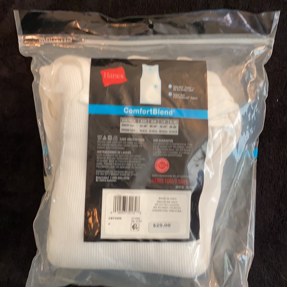 Hanes Tanks. White size M 5 pack - Picture 2 of 2